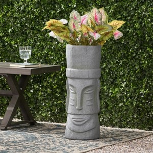 Sevobal Planters Mgo Planter Round Outdoor Plant Potted Plants, Lightweight Concrete, Peculiar Appearance, Gray, 9.5"*9.5"*24" - 1 of 4