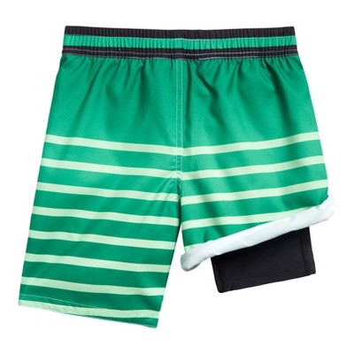 Minecraft Creeper Big Boys UPF 50+ Compression Swim Trunks Green Stripes 10-12 — фото 4