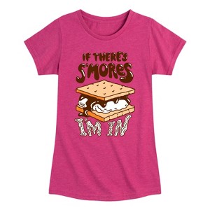 Girls' - Instant Message - If There's S'mores, I'm In Fitted Short Sleeve Graphic T-Shirt - 1 of 4