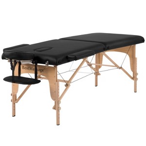 Bestmassage Massage Table 2 Fold Portable Massage Table Height Adjustable Salon Tattoo Bed, Black - 1 of 4