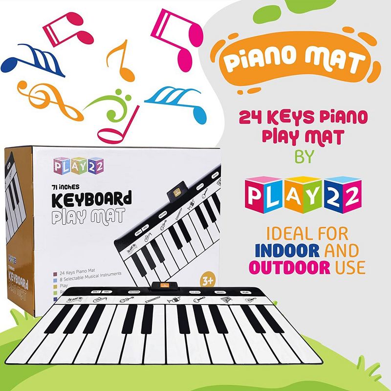 Toddler Floor Piano Playmat 71" - 24 Keys Dance On Piano Play Mat has Record, Playback, Demo, Play, Adjustable Vol.- Best Gift, 3 of 9