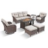 Belord Outdoor Wicker Patio Furniture Set with 43" Propane Fire Pit Table, Swivel Patio Chairs Set with Sofa Couch, Fire Pit Table and Ottoman - 4 of 4