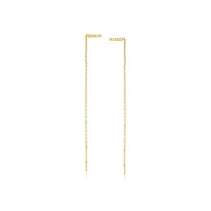 Ross-Simons 10kt Yellow Gold Beaded Threader Earrings - 1 of 4