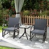 Outsunny 3 Pcs Outdoor Gliders Set Bistro Set with Glass Top Table for Patio, Garden, Backyard, Lawn - 2 of 4