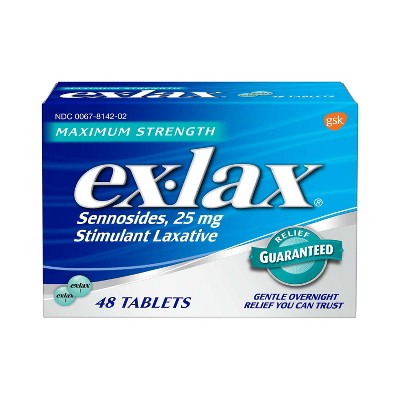 Ex-Lax Maximum Strength Stimulant Laxative 48 Pills for Gentle Overnight Relief of Constipation