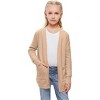 BLUEMING Girls Solid Color Knit Cardigan Long Sleeve Button Front Sweater with Pockets Adorable Loose Fit Kids Outerwear - 2 of 4