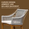 Kumasinova Teak-Finish Outdoor Counter Height Bar Stools Set of 2, All-Weather Rope Backrest Counter Stools, Modern Boho Counter Height Stools - 2 of 4