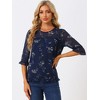 INSPIRE CHIC Women's Round Neck Ruffle 3/4 Sleeve Floral Print Chiffon Blouse - 4 of 4