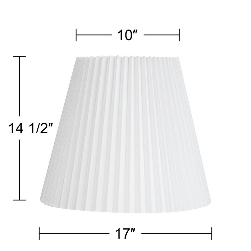 Springcrest Collection Hardback Knife Pleated Empire Lamp Shade White Large 10" Top x 17" Bottom x 14.75" Slant Spider with Harp and Finial Fitting, 5 of 9