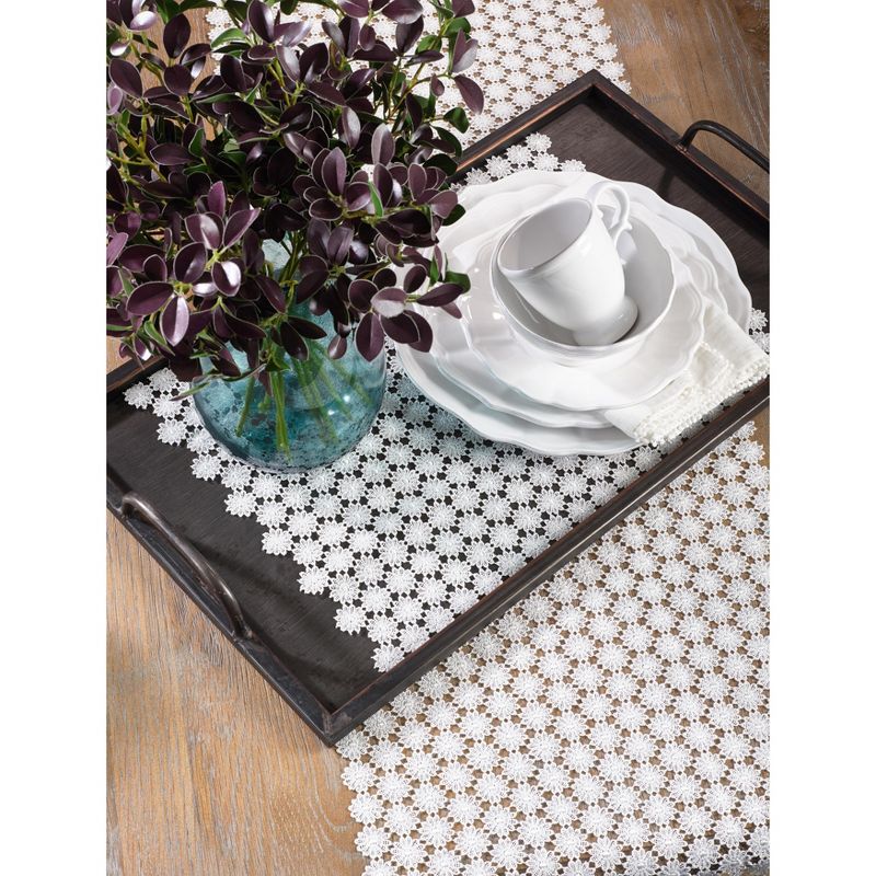 Saro Lifestyle Delicate Table Runner With Openwork Lace Design, 3 of 4