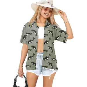 LA LEELA Hawaiian Shirts Womens Shirts Button Down Short Sleeve Womens Button Up Blouses Tropical Vacation Party Holidays Womens Top - 1 of 4