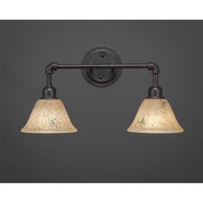 Toltec Lighting Vintage 2 - Light Vanity in  Dark Granite with 7" Italian Marble Shade