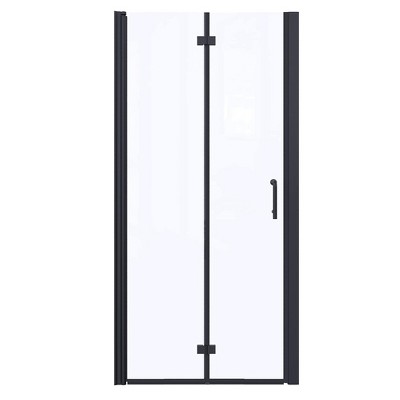 ONWITH 30 to 31-1/4 in. W x 72 in. H Bi-Fold Frameless Shower Doors in Black with Clear Glass
