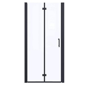 ONWITH 36 to 37-1/4 in. W x 72 in. H Bi-Fold Frameless Shower Doors in Black with Clear Glass - 1 of 3