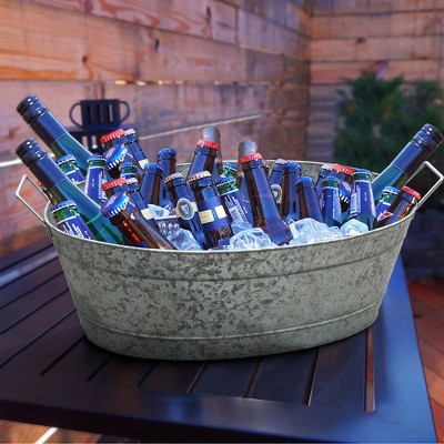 Royal Hampton Embossed Design Oval Shape with Side Handles Galvanized Steel Tub, Large