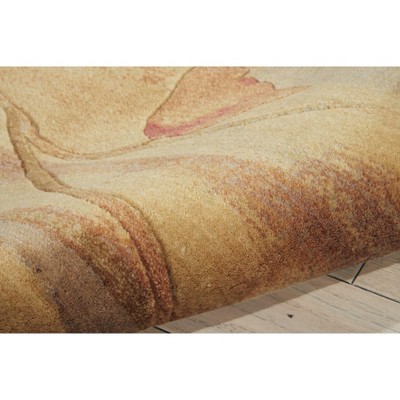 Handmade Somerset Round Beige Floral Synthetic Rug - 7'9" x 10'10"
