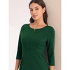 Hobemty Women's Work Zipper Neck Cross Waist-Lined 3/4 Sleeve Midi Pencil Dresses - 4 of 4