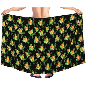 LA LEELA Men's Bath Trunk Swimsuits Summer Sarong Pareo Beach Wrap One Size Onyx, Floral - 1 of 4