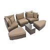 Modern Outdoor Sofa Set for 6 Pcs, Weather Resistant Frame Sofa, PE Wicker Separate Sofa with Cushions and Coffee Table-Coolbibila - 4 of 4