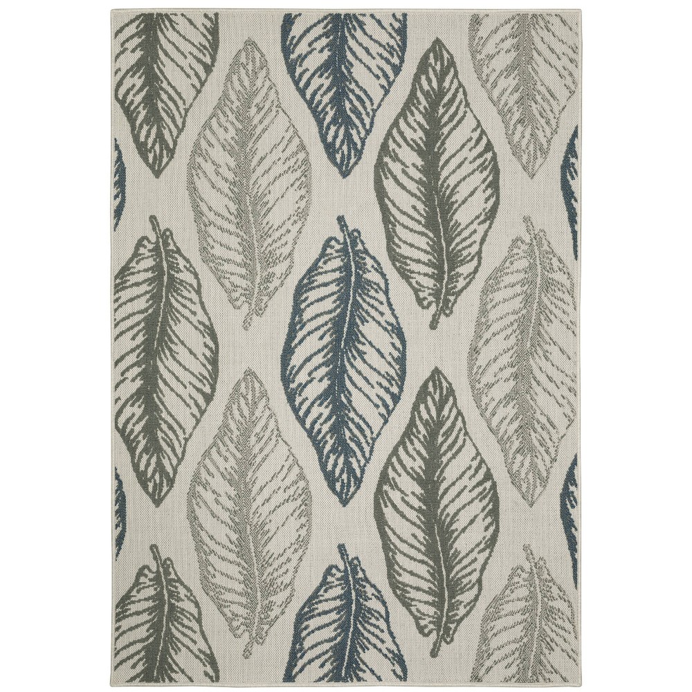 Photos - Area Rug 5'3"x7'3" Trinity Botanical Leaf Patio  Beige/Gray - Captiv8e Desi