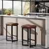 Bar Stools Set of 4, 24.6" Upholstered Counter Height Bar Stools with Metal Frame & Footrest, Modern Backless Kitchen Barstools with PU Leather - 3 of 4