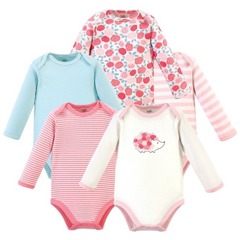 Touched By Nature Baby Girl Organic Cotton Long-sleeve Bodysuits 5pk ...