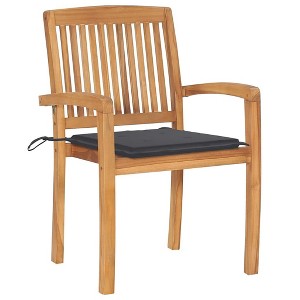 vidaXL Garden Chair Set of 2 Teak Wood, Anthracite - 1 of 4