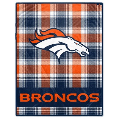NFL Denver Broncos Plaid Oversized Ultra Cozy Throw Blanket