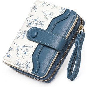 Small Wallet for Women Leather,RFID Blocking Bifold Zipper Pocket Credit Card Holder Purse Wallets with ID Window - 1 of 4
