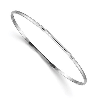 Black Bow Jewelry 2mm 14k White Gold Solid Polished Half-Round Slip-On Bangle Bracelet