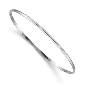Black Bow Jewelry 2mm 14k White Gold Solid Polished Half-Round Slip-On Bangle Bracelet - 1 of 4