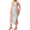 Agnes Orinda Women's Plus Size Side Slits Bodycon Sleeveless Tie Dye Midi Dress - 2 of 4