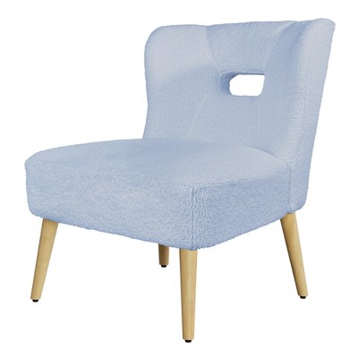 Beautyolove Mid-Century Blue Faux Lambskin Upholstered Open Back Accent Chair Side Chair