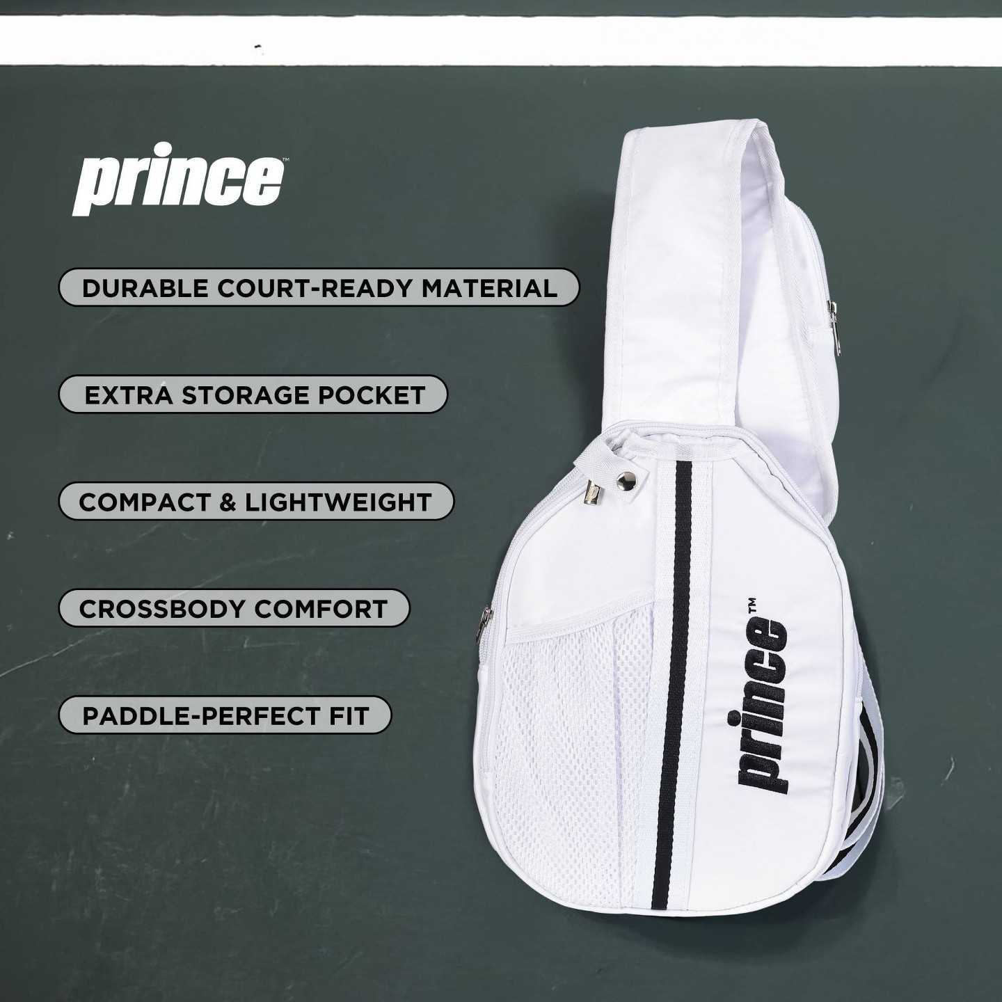 Prince Sports Cross Body 10'' Paddle Sling Pack - White, цвет: Белый — фото 3