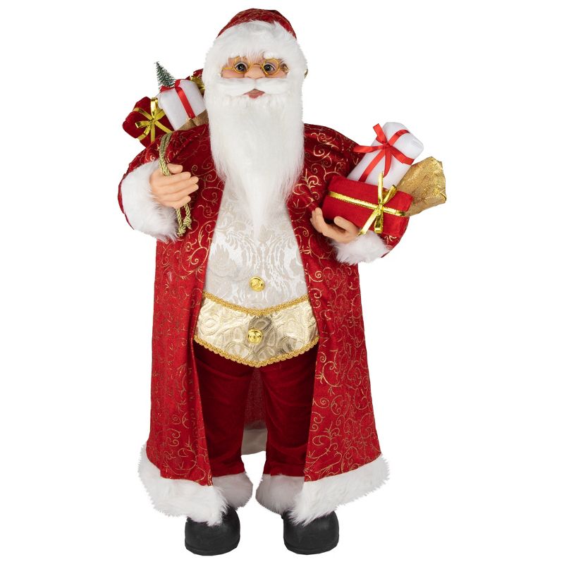 Northlight 32" Red and Gold Santa Claus with Gifts Christmas Figure, 1 of 7