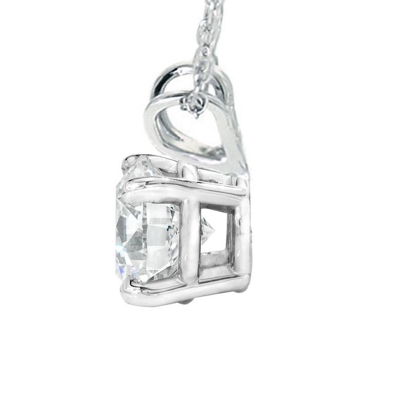 Pompeii3 Certified 1Ct Diamond Solitaire Pendant 14k White Gold 18" Necklace Lab Created, 2 of 4