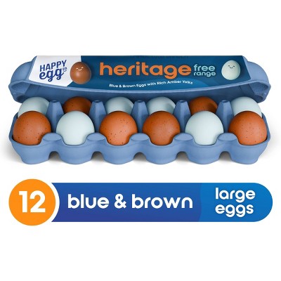 Happy Egg Co. Free Range Heritage Breed Brown and Blue Eggs - 28oz/12ct