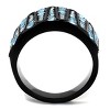 Slickblue Sea Blue Crystal Pave Stainless Steel Ring, Black Ion Plated, Stylish Women’s Jewelry, Sizes 5-10 - 3 of 4