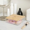 Acrylic Cosmetic Organizer with Bamboo Lid, Nonslip Durable & Stylish Clear Makeup Storage Box for Skincare, Beauty Accessories, Bathroom & Vanity Use - 2 of 3