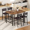 Dining Table Set for 4 w/Counter Height Table & 4 Upholstered Bar Stools, 5-Piece Kitchen Table Set with Footrest & Corner Protector - 4 of 4