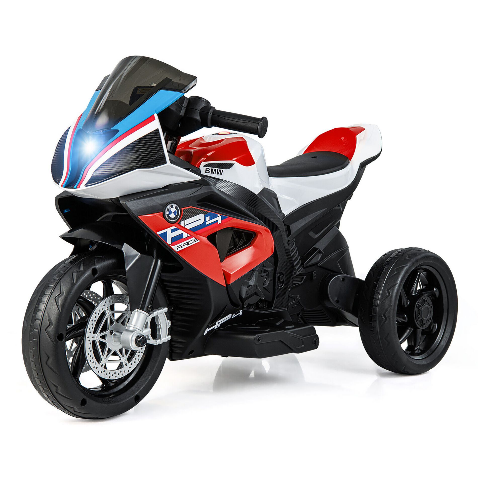 Costway 12V Kids Ride on Motorcycle Licensed BMW 3 Wheels Electric Toy w/ Light & Music Red