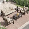 Heynemo Outdoor Patio Furniture Set, 4 Piece Patio Conversation Set with Coffee Table, Metal Furniture Set for Porch Backyard Garden, Grey - 2 of 4