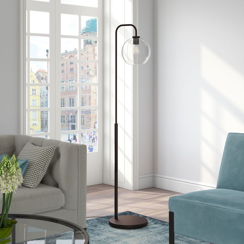 Hampton & Thyme Arc Floor Lamp with Round Glass Shade, 3 of 14