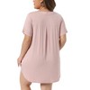 Women's Plus Size V Neck Button Down Curved High Low Hem Mini Nightgowns - Agnes Orinda - 4 of 4