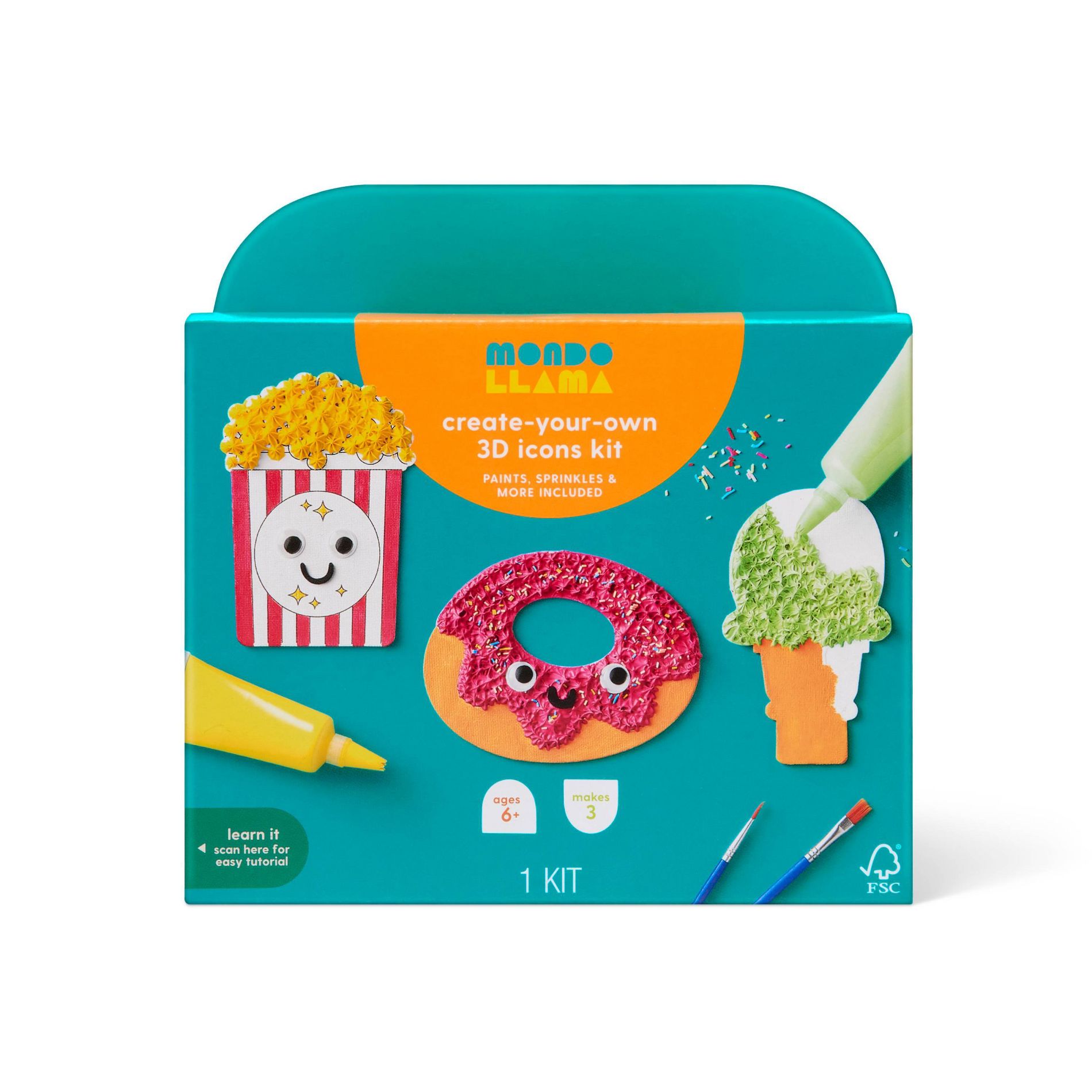 3ct Summer Craft Textured Paint Food Canvas Activity Kit - Mondo Llama™