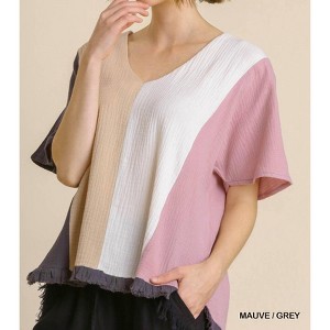 Women's Color Block Gauze Top - umgee - 1 of 4