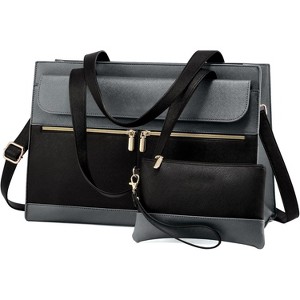 for Women 15.6 Inch Tote Work Professional Leather Computer Briefcase Waterproof Handbag Shoulder Large - 1 of 4