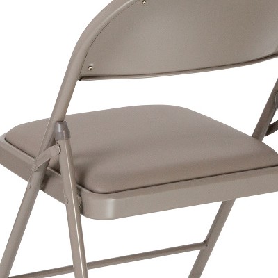 Hercules Double Braced Gray Vinyl Metal Folding Chair Set