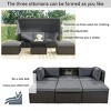 U Style 4-Piece Wicker Patio Chaise Lounge,Outdoor Patio Set With Retractable Canopys And Washable Cushions,Table And Ottomans -Maison Boucle - 4 of 4