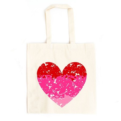 City Creek Prints Heart Ombre Canvas Tote Bag - 15x16 - Natural